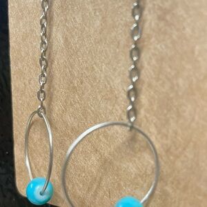 Chic Silver and Turquoise Drop Earrings